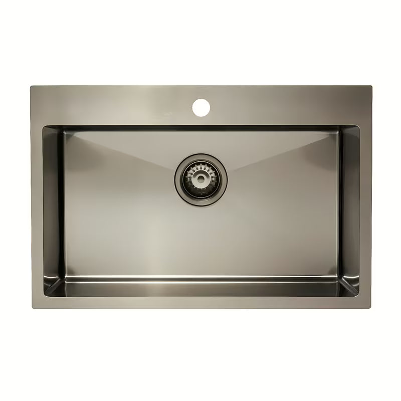 Kuhinjski inox jednostruki sudoper SAT Aurum gun metal, montaža na radnu ploču, 68x45x21 cm.