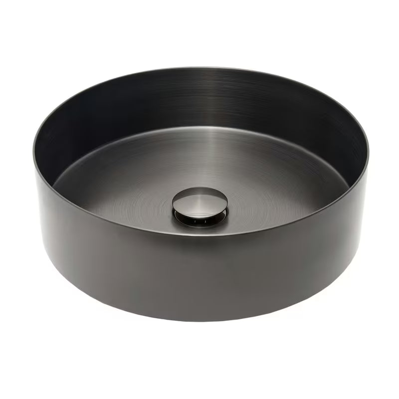 Okrugli umivaonik na ploču SAT Aurum od brušenog nehrđajućeg čelika u boji gun metal
