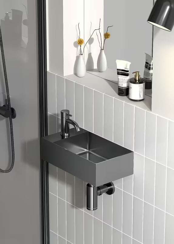 Viseće inox mali umivaonik SAT Aurum 36,5 x 18 cm u boji gun metal