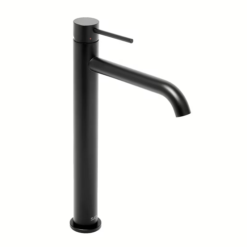 Visoka miješalica za Umivaonik SAT Aurum u mat crnoj boji s okruglim dizajnom