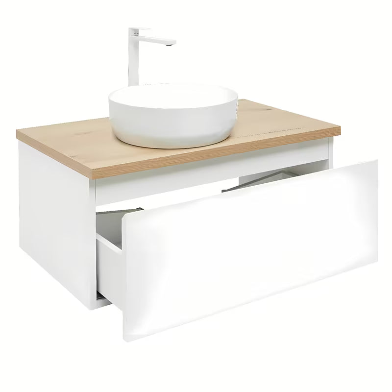 Viseća kupaonski ormarić SAT B-Way 1 79x45x30 cm u bijelom sjaju s pločom u dekoru hrasta