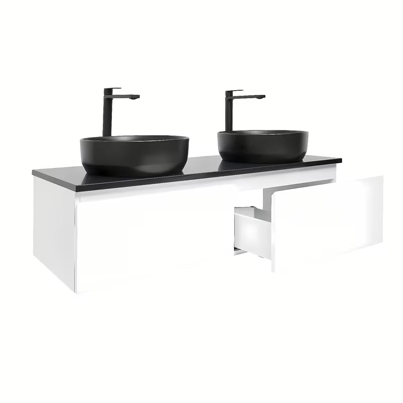 Viseća kupaonski ormarić SAT B-Way 1 s pokrovnom pločom u bijeloj boji sa sjajnom završnom obradom