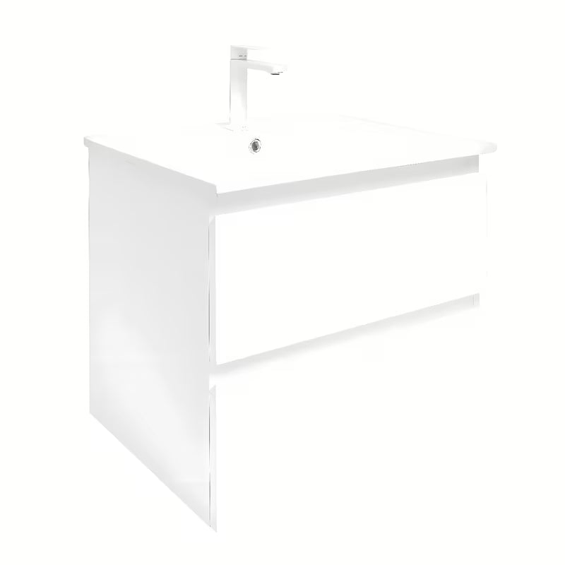 Viseća kupaonski ormarić SAT B-Way 1 u sjajno bijeloj boji s umivaonikom i s dvije ladice