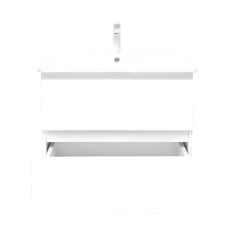 Viseća kupaonski ormarić SAT B-Way 1 u sjajno bijeloj boji s umivaonikom i s dvije ladice