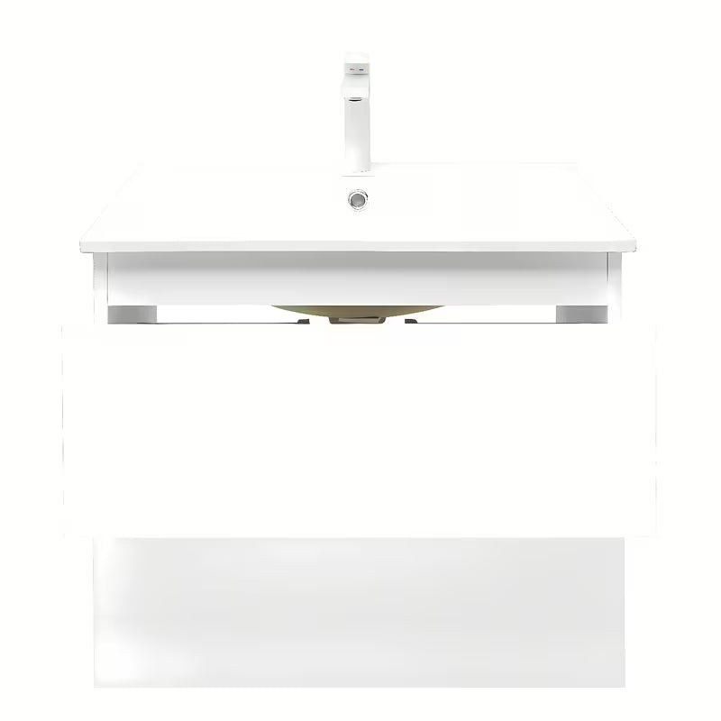 Viseća kupaonski ormarić SAT B-Way 1 u sjajno bijeloj boji s umivaonikom i s dvije ladice