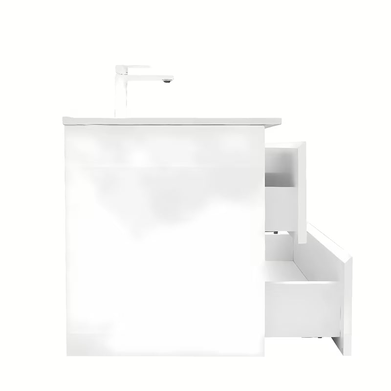 Viseća kupaonski ormarić SAT B-Way 1 u sjajno bijeloj boji s umivaonikom i s dvije ladice