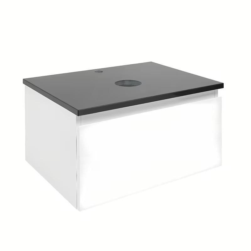 Viseća kupaonski ormarić SAT B-Way 1 u bijelom sjaju s granitnom pokrovnom pločom