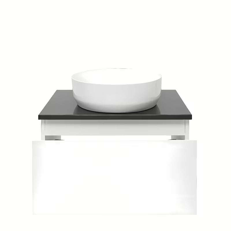 Viseća kupaonski ormarić SAT B-Way 1 u bijelom sjaju s granitnom pokrovnom pločom