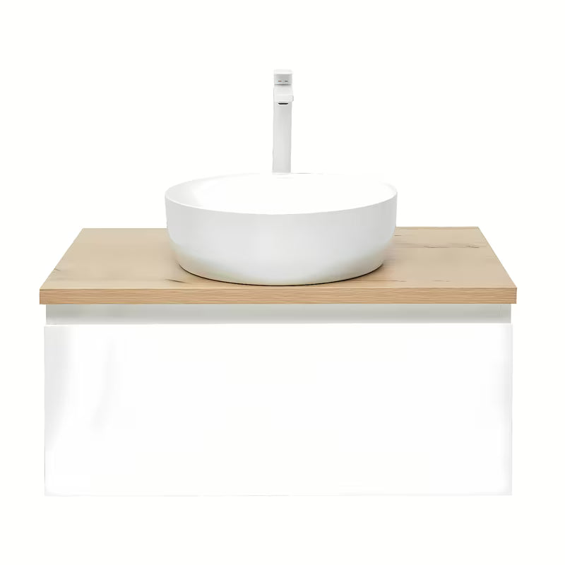 Viseća kupaonski ormarić SAT B-Way 1 79x45x30 cm u bijelom sjaju s pločom u dekoru hrasta