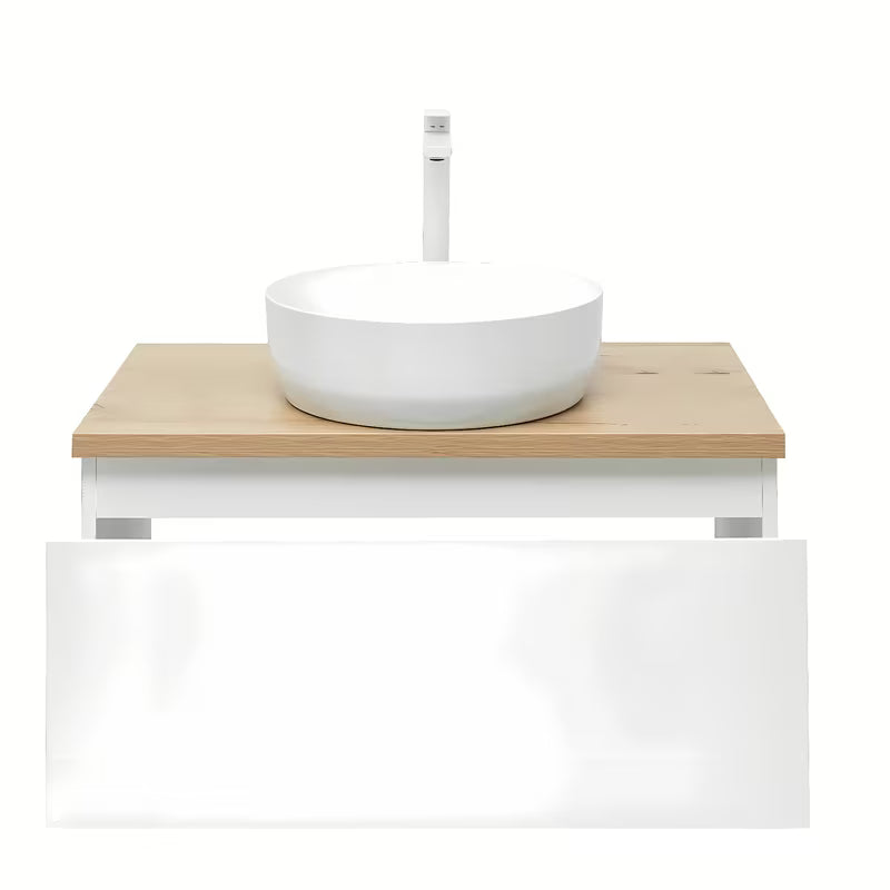 Viseća kupaonski ormarić SAT B-Way 1 79x45x30 cm u bijelom sjaju s pločom u dekoru hrasta