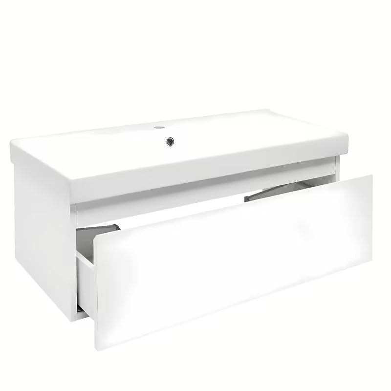 Viseća kupaonski ormarić SAT B-Way 1 s keramičkim umivaonikom u sjajno bijeloj boji