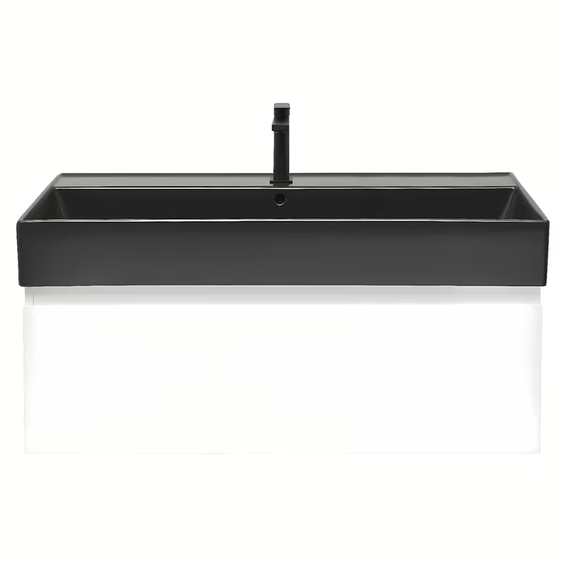 Viseća kupaonski ormarić s keramičkim umivaonikom SAT B-Way u bijelom sjaju, 99x30x45 cm.