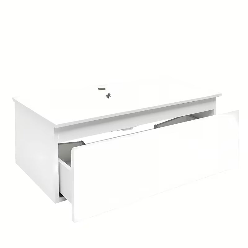 Viseća kupaonski ormarić SAT B-Way 1 s keramičkim umivaonikom u bijeloj boji sa sjajnom završnom obradom