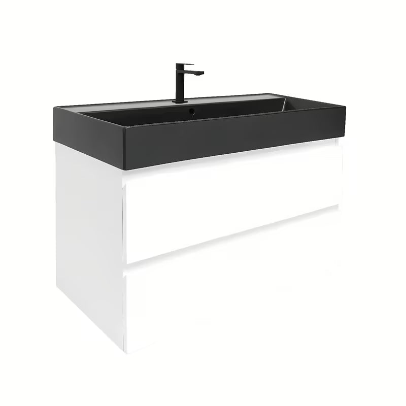 Viseća kupaonski ormarić SAT B-Way 1 s keramičkim umivaonikom u bijeloj sjajnoj boji 99x50x45 cm