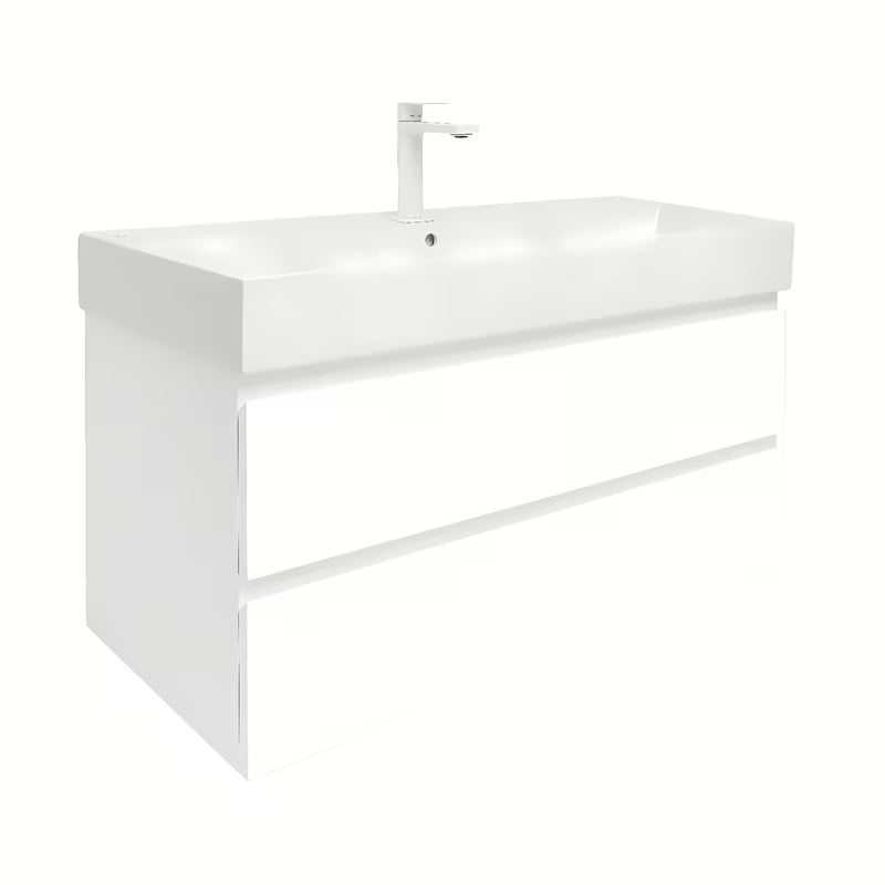 Viseća kupaonski ormarić SAT B-Way 1 s keramičkim umivaonikom u bijeloj boji sa sjajnom završnom obradom.