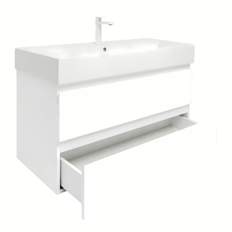 Viseća kupaonski ormarić SAT B-Way 1 s keramičkim umivaonikom u bijeloj boji sa sjajnom završnom obradom.