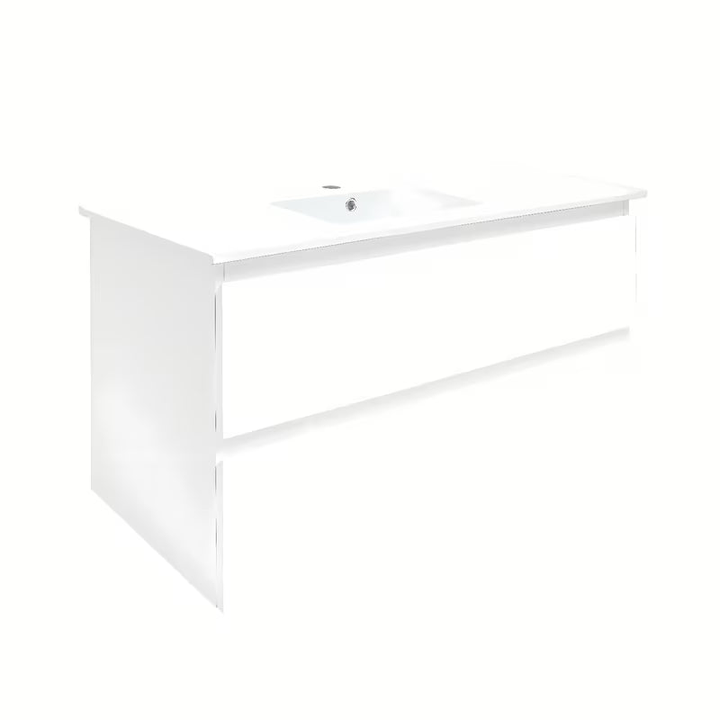 Viseća kupaonski ormarić s umivaonikom SAT B-Way 1 u sjajnoj bijeloj boji s dvije ladice