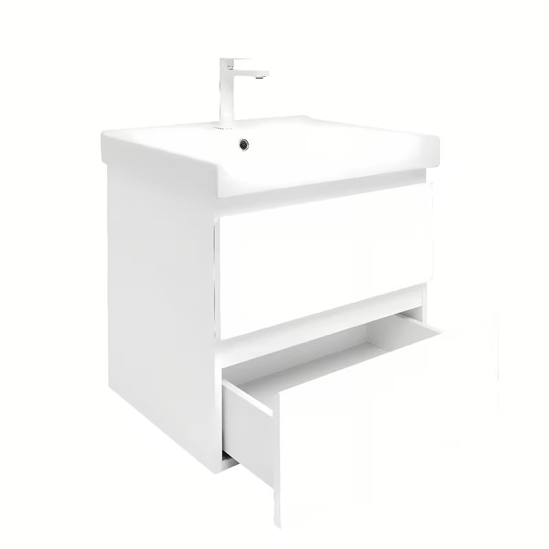 Viseća kupaonski ormarić s keramičkim umivaonikom SAT B-Way 1 u sjajnoj bijeloj boji, 59x50x45 cm.