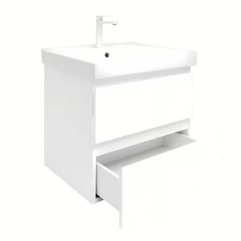 Viseća kupaonski ormarić s keramičkim umivaonikom SAT B-Way 1 u sjajnoj bijeloj boji, 59x50x45 cm.