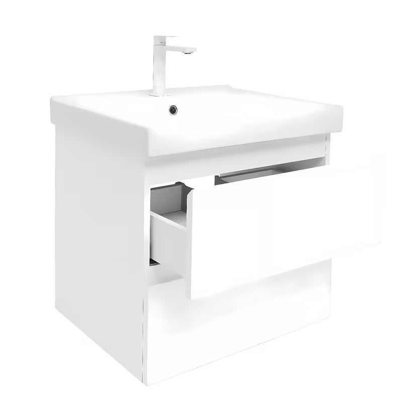 Viseća kupaonski ormarić s keramičkim umivaonikom SAT B-Way 1 u sjajnoj bijeloj boji, 59x50x45 cm.