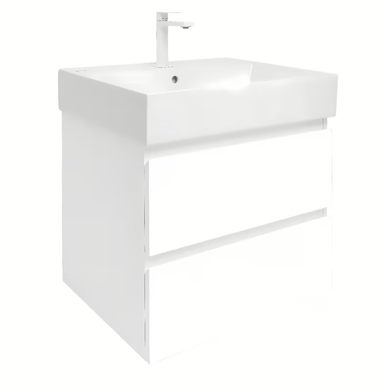 Viseća kupaonski ormarić SAT B-Way 1 s keramičkim umivaonikom u bijelom sjaju 59x50x45 cm.