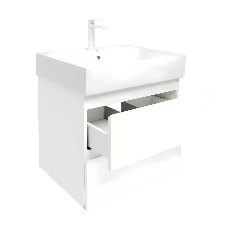 Viseća kupaonski ormarić SAT B-Way 1 s keramičkim umivaonikom u bijelom sjaju 59x50x45 cm.