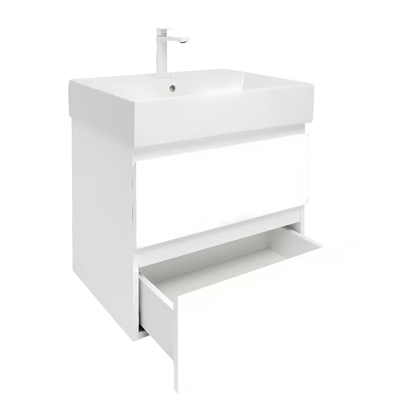 Viseća kupaonski ormarić SAT B-Way 1 s keramičkim umivaonikom u bijelom sjaju 59x50x45 cm.