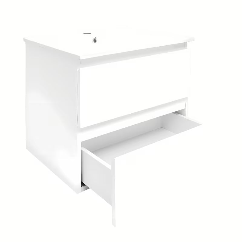 Viseća kupaonski ormarić s keramičkim umivaonikom SAT B-Way 1 u bijelom sjaju s dvije ladice