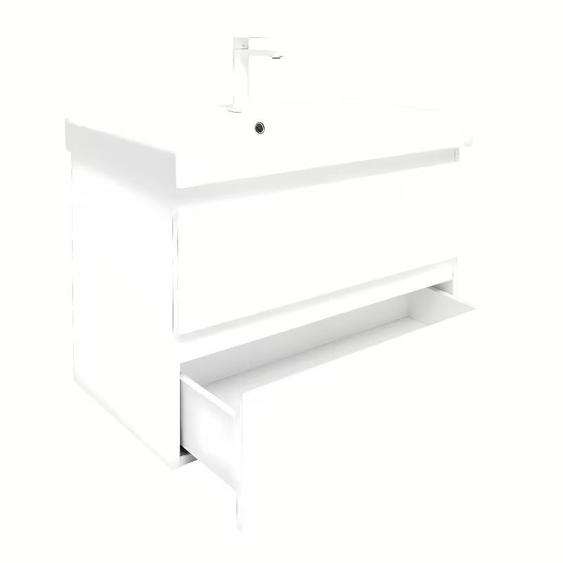 Viseća kupaonski ormarić s keramičkim umivaonikom SAT B-Way 1 u bijeloj boji, 79x50x45 cm.