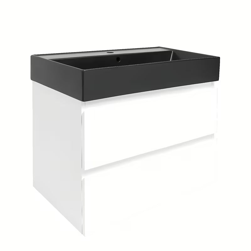 Viseća kupaonski ormarić s keramičkim umivaonikom SAT B-Way 1 u sjajnoj bijeloj boji, 79x50x45 cm.