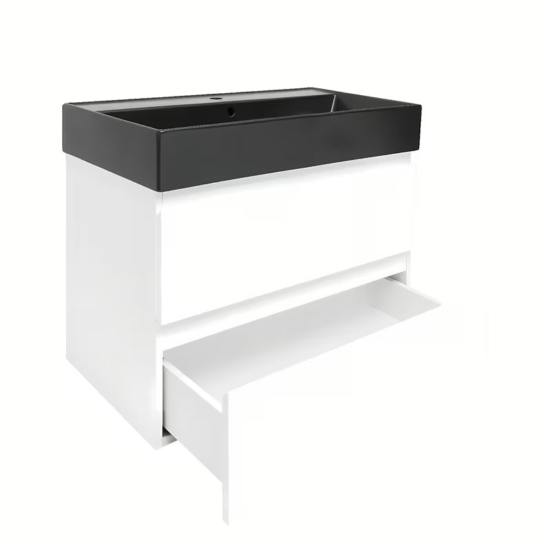 Viseća kupaonski ormarić s keramičkim umivaonikom SAT B-Way 1 u sjajnoj bijeloj boji, 79x50x45 cm.