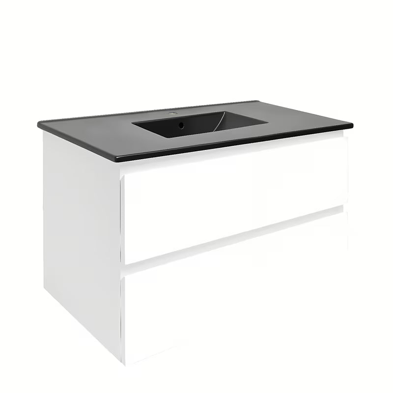 Viseća kupaonski ormarić s umivaonikom SAT B-Way 1 u sjajnoj bijeloj boji s dvije ladice