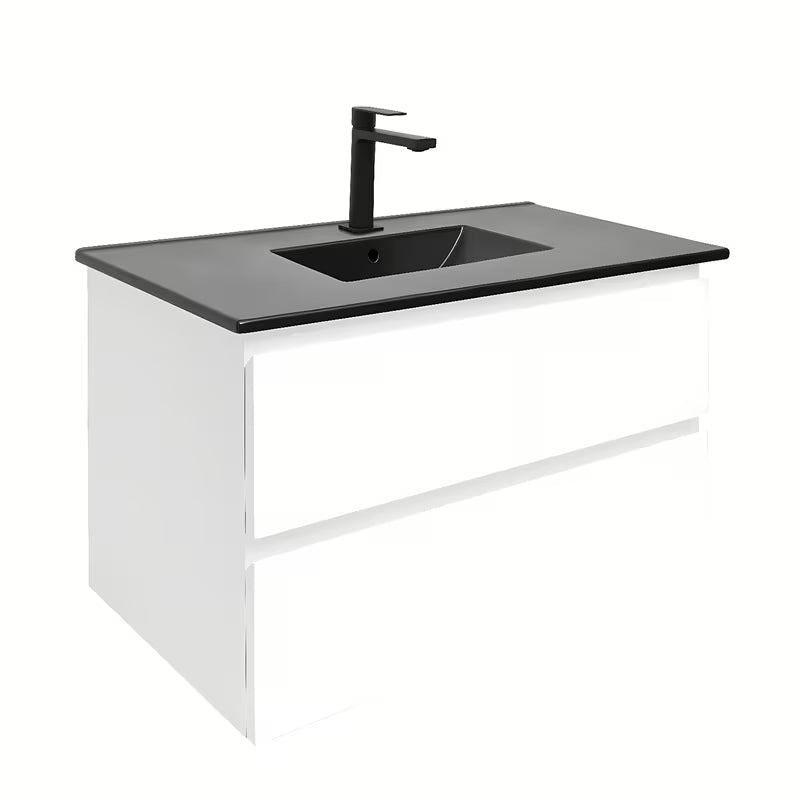 Viseća kupaonski ormarić SAT B-Way 1 s umivaonikom u bijelom sjaju s dvije ladice