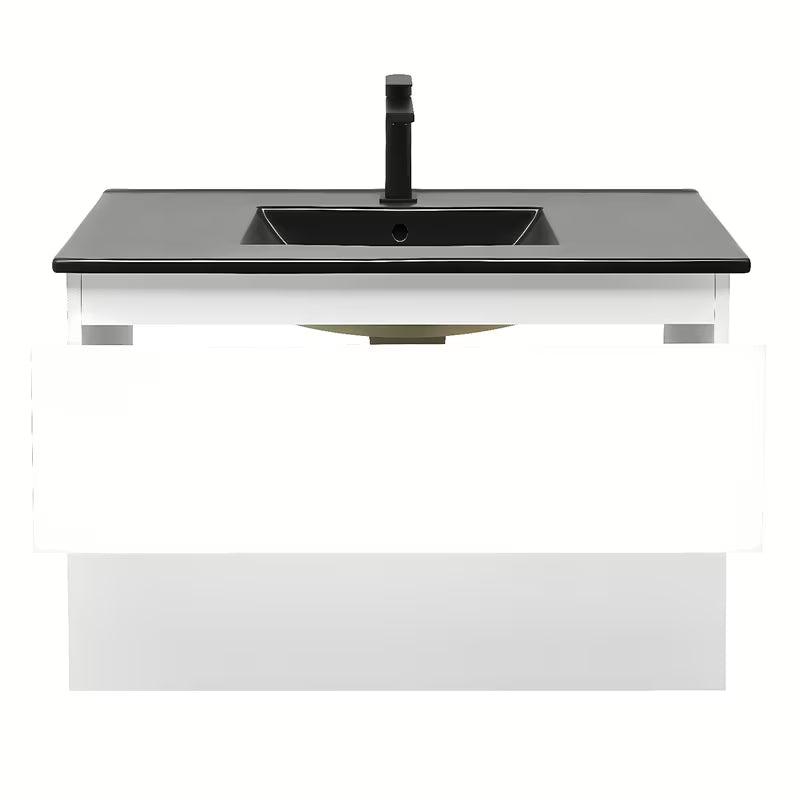 Viseća kupaonski ormarić SAT B-Way 1 s umivaonikom u sjajnoj bijeloj boji s dvije ladice