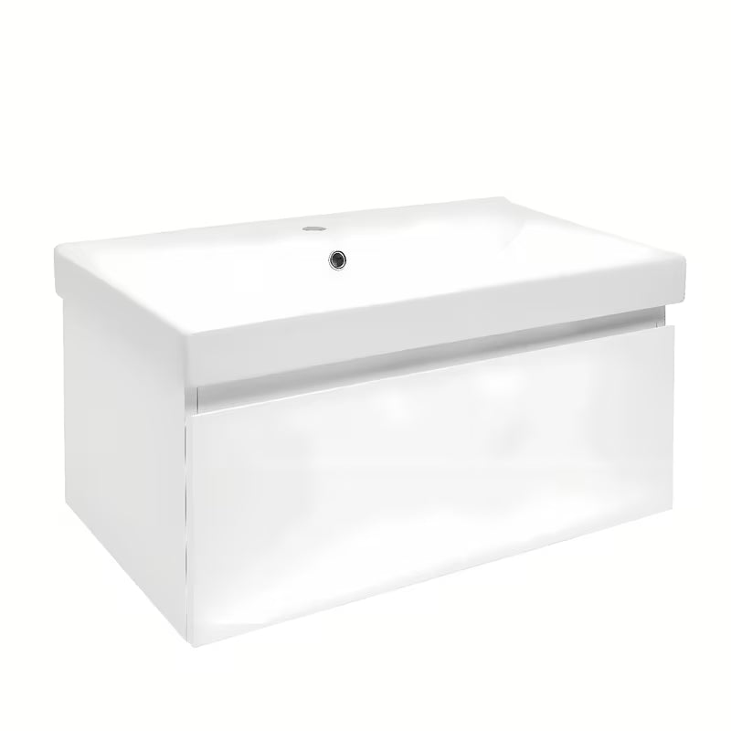 Viseća kupaonski ormarić SAT B-Way 1 s keramičkim umivaonikom u sjajno bijeloj boji