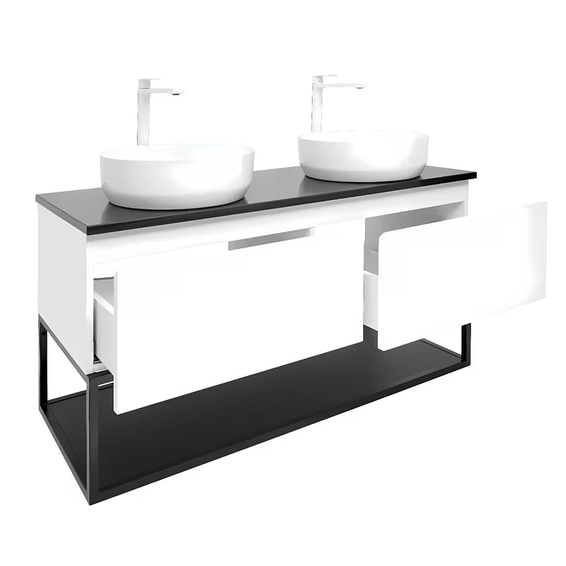 Viseća kupaonski ormarić SAT B-Way u bijeloj sjajnoj boji s granitnom pokrovnom pločom