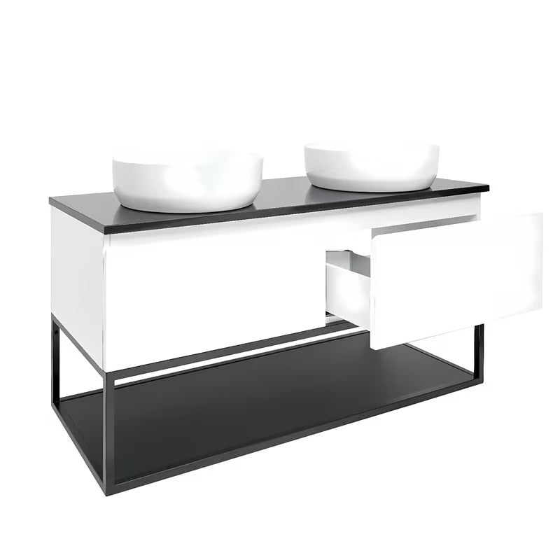 Viseća kupaonski ormarić SAT B-Way u bijeloj sjajnoj boji s granitnom pokrovnom pločom