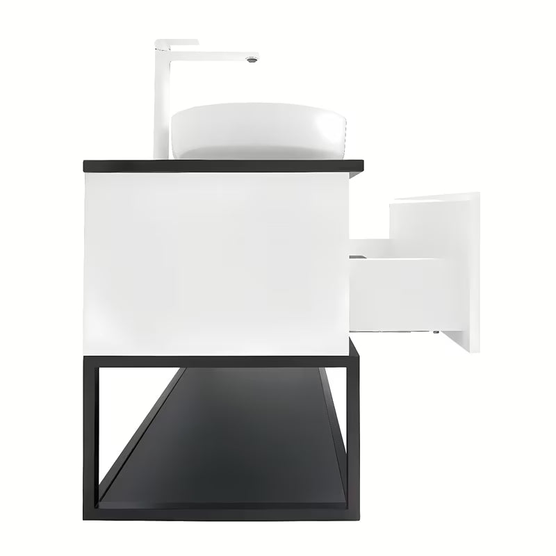 Viseća kupaonski ormarić SAT B-Way u bijeloj sjajnoj boji s granitnom pokrovnom pločom