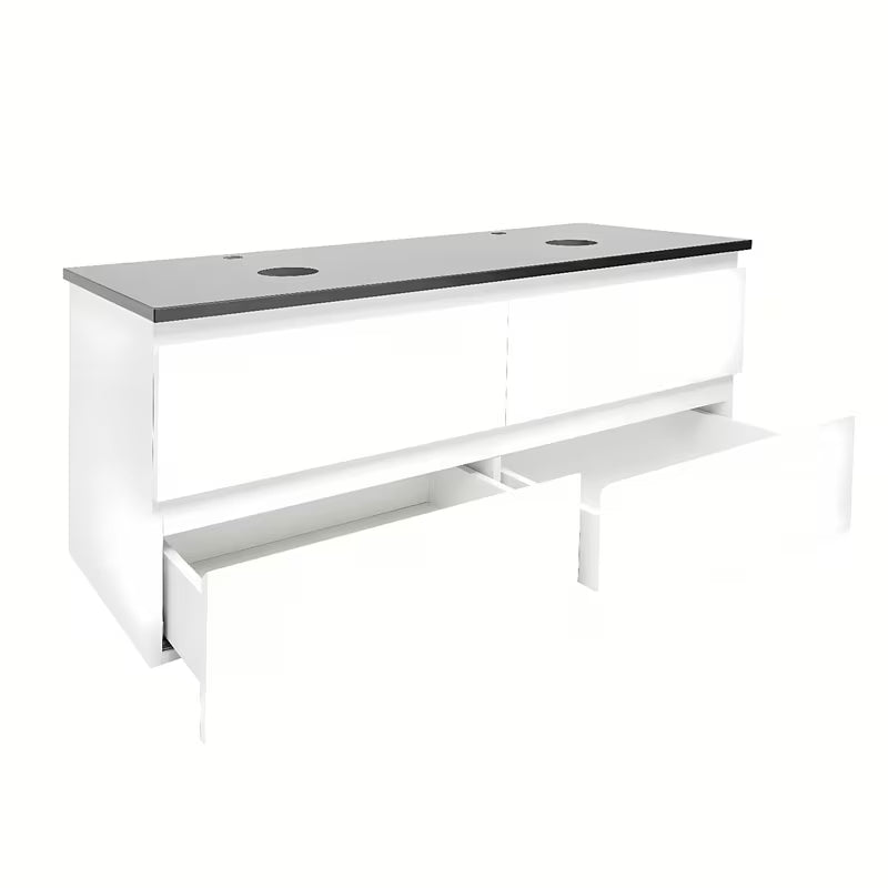 Viseća kupaonski ormarić SAT B-Way u bijeloj boji sa sjajnom završnom obradom s pokrovnom pločom