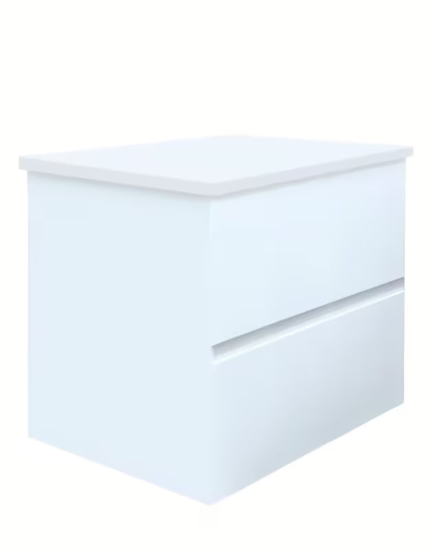 Viseća kupaonski ormarić SAT B-Way u sjajno bijeloj boji s pokrovnom pločom i s dvije ladice