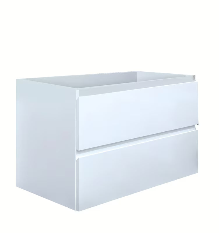 Viseća kupaonski ormarić SAT B-Way u bijelom sjaju s dvije ladice i pokrovnom pločom u dekoru hrasta.