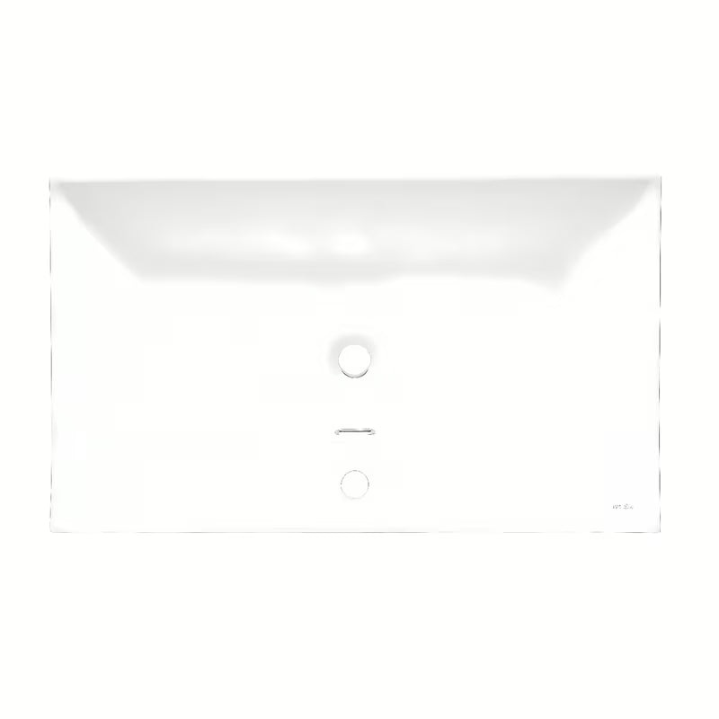 Bijeli keramički umivaonik za kupaonski ormarić SAT B-Way s preljevom i otvorom pro slavinu u sredini