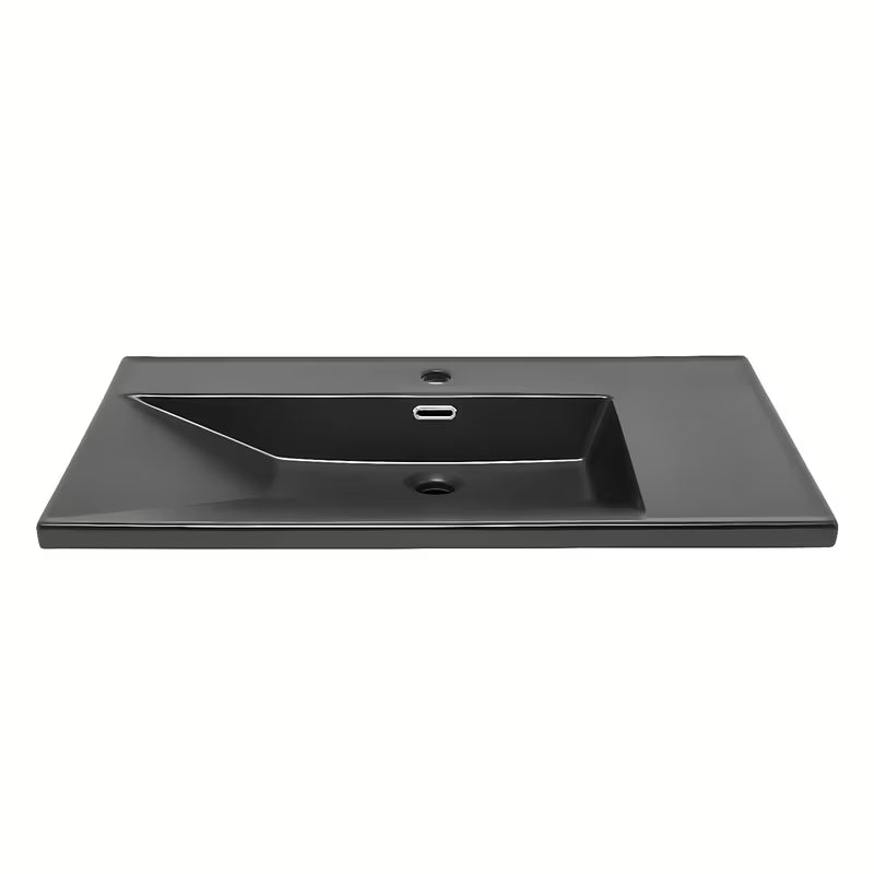 Umivaonik za Kupaonski Ormarić SAT B-Way od keramike u mat crnoj boji s odlagališnom plohom desno