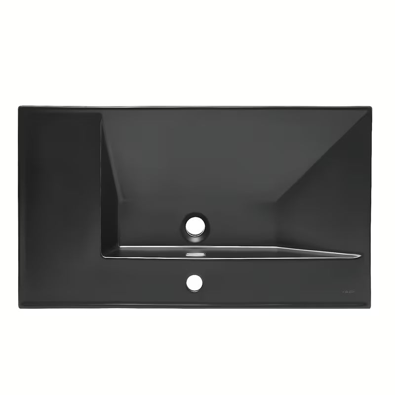 Umivaonik za Kupaonski Ormarić SAT B-Way od keramike u mat crnoj boji s odlagališnom plohom desno