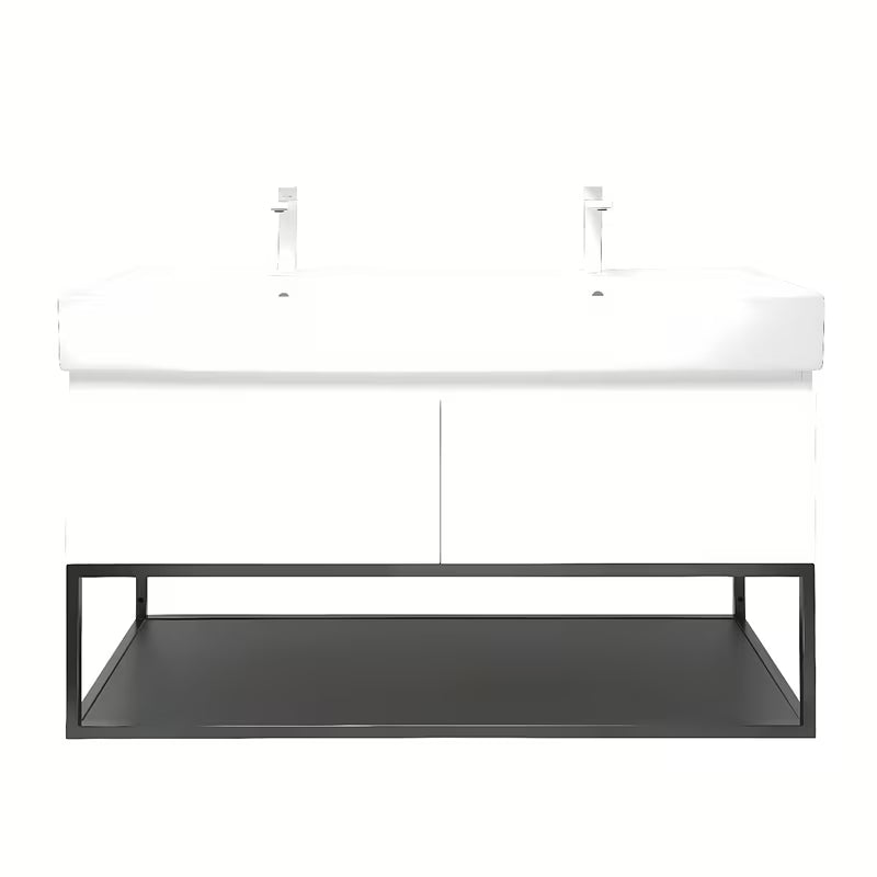 Viseća ormarić SAT B-Way s dvostrukim umivaonikom u sjajno bijeloj boji 119x45x30 cm