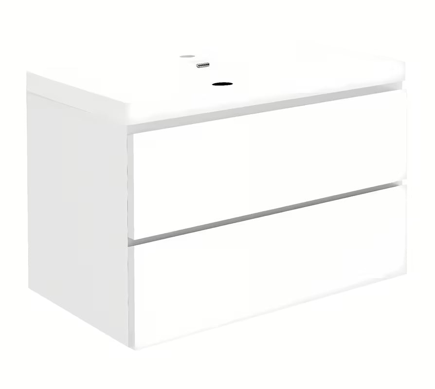 Viseća kupaonski ormarić s keramičkim umivaonikom SAT B-Way u bijeloj boji sa sjajnom površinom.