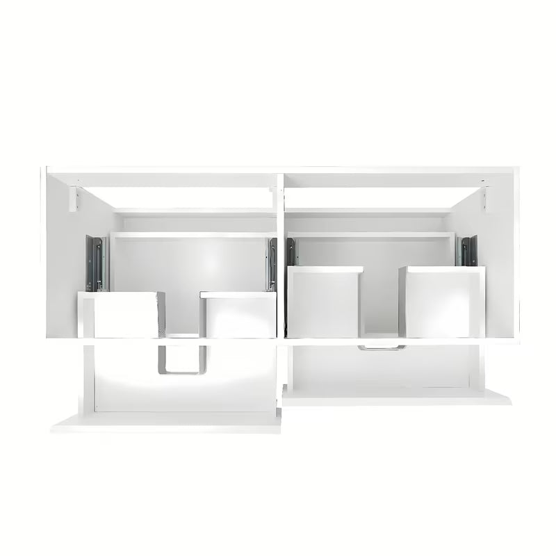 Viseća kupaonski ormarić SAT B-Way u sjajnoj bijeloj boji s hrastovom pločom i dva umivaonika na ploču