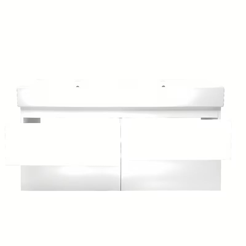 Viseća kupaonski ormarić s dvostrukim umivaonikom SAT B-Way u bijeloj boji s četiri ladice