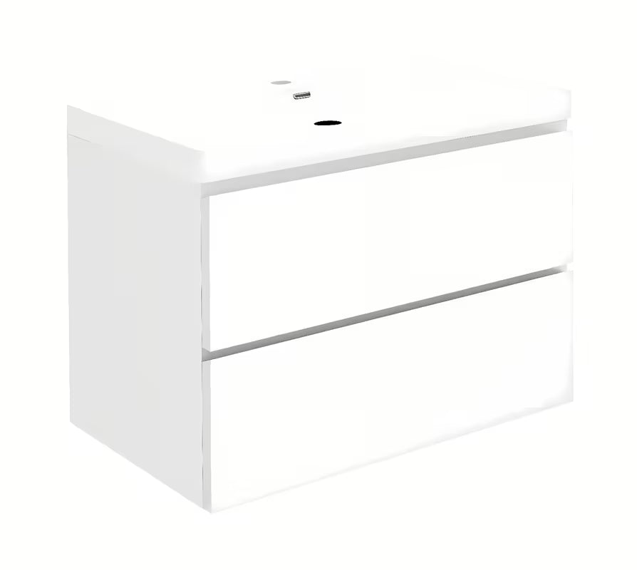 Viseća kupaonski ormarić s keramičkim umivaonikom SAT B-Way u sjajnoj bijeloj boji