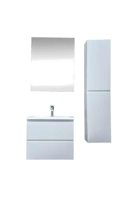 Viseća kupaonski ormarić s umivaonikom SAT B-Way u bijelom sjaju s ogledalnim ormarićem